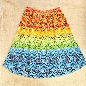 Liz & Me Skirt Women Sz 22/24W Rainbow Colorful Boho Hippie Peasant Maxi